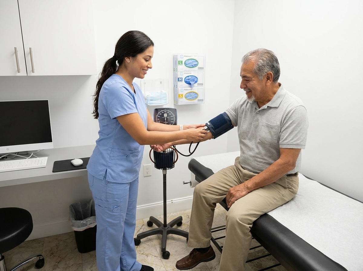 Clinician taking a patient blood pressure